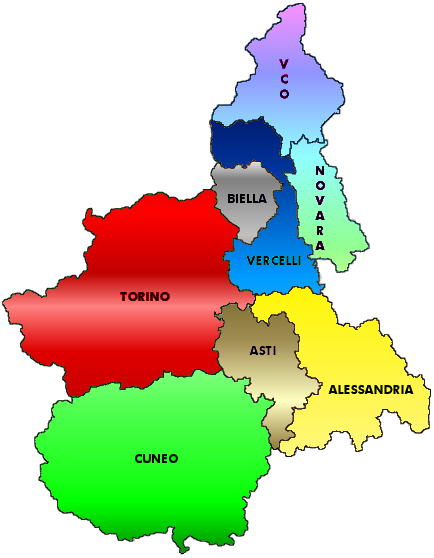 Cartina con le Province del Piemonte